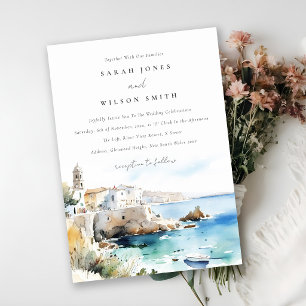Invitation Puglie, Italie Paysage aquarelle Mariage