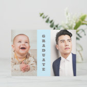 Invitation Puis Et Maintenant 2 Diplôme Photo (Debout devant)