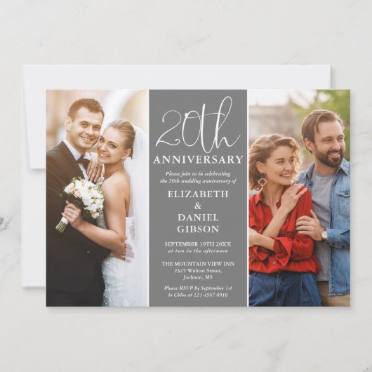 Invitation Puis et maintenant 2 Photo 20e anniversaire Mariag (Devant)