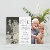 Invitation Puis Et Maintenant 2 Photo 75e Anniversaire Mariag (Debout devant)