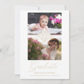 Invitation Puis et maintenant Chic Gold 2 Photos Ornament Gra (Devant)