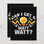 Invitation Puis-je avoir un Watt Watt ? - Funny Electricien (Devant / Derrière)