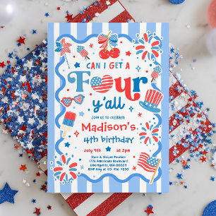 Invitation Puis-je obtenir quatre pour vous tous 4 juillet 4e