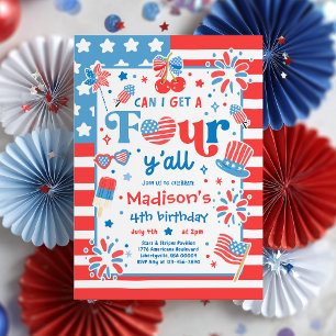 Invitation Puis-je obtenir quatre pour vous tous 4 juillet 4e