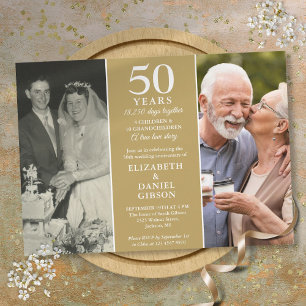 Invitation Puis maintenant 2 souvenirs photo 50e anniversaire