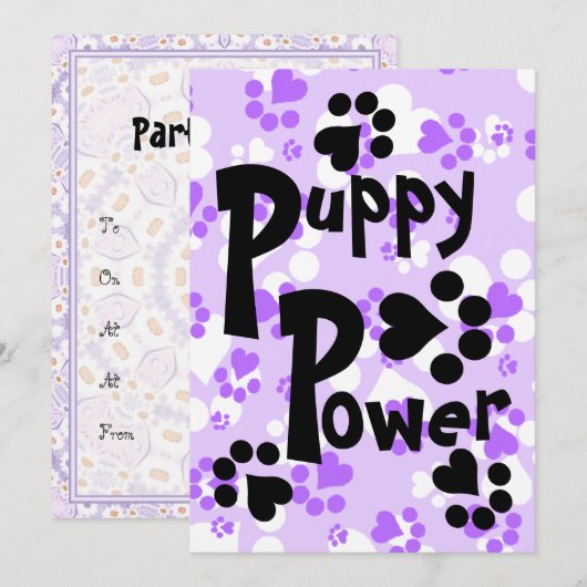 Invitation - puissance de chiot - empreintes de (Devant / Derrière)