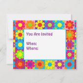 Invitation Puissance de plusieurs fleurs multicolores (Dos)