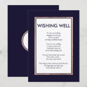Invitation Puits de souhaits bleu marine simple avec doublure (Devant / Derrière)