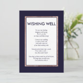 Invitation Puits de souhaits bleu marine simple bordure or ro (Debout devant)
