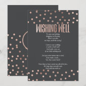 Invitation Puits de souhaits Rose Gold à pois noir de charbon (Devant / Derrière)