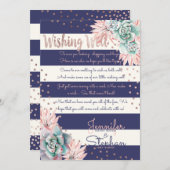 Invitation Puits de souhaits Rose Gold Cactus Rose Rayures Na (Devant / Derrière)