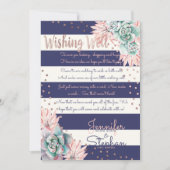 Invitation Puits de souhaits rose gold et cactus rose bandes (Devant)