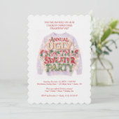 Invitation Pull rouge cosy rétro pour soirée Sweater Noël dém (Debout devant)