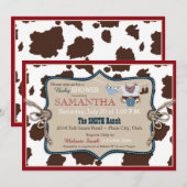 Invitation Pullover bleu de bandanna de baby shower de cowboy (Devant / Derrière)