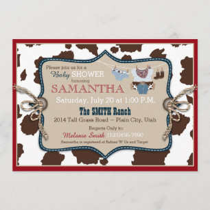 Invitation Pullover bleu de bandanna de baby shower de cowboy