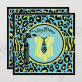 Invitation Pullover bleu de vedette du rock et baby shower (Devant / Derrière)