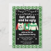 Invitation PULLS DE NOËL LAIDS Fête de Noël Vert (Devant)