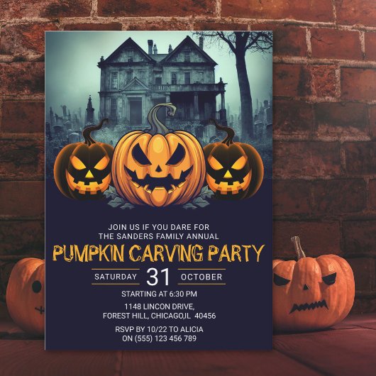 Invitation Pumkin Carving Party Fun Halloween