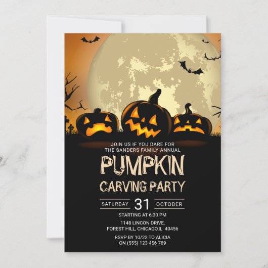 Invitation Pumkin Carving Party Halloween (Devant)