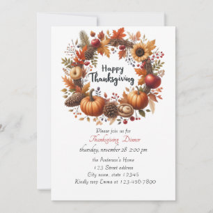 Invitation Pumpkin aquarelle automnal de Thanksgiving rustiqu