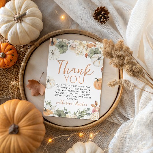 Invitation Pumpkin Birthday Thank You Card