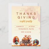 INVITATION PUMPKIN CART AND FUNNY TURKEYS (Devant)