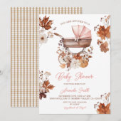 Invitation Pumpkin Fall Stroller Vintage Girl Baby Shower (Devant / Derrière)