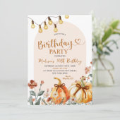 Invitation Pumpkin Fall Wildflower Theme Birthday Party (Debout devant)