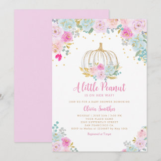 Invitation Pumpkin on the way Floral Pumpkin Girl Baby Shower