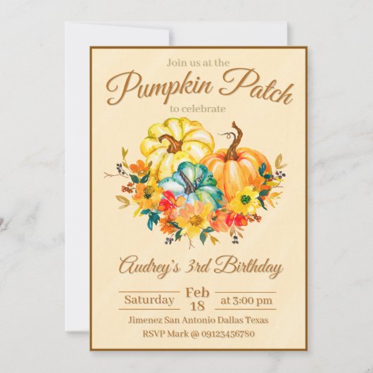 Invitation Pumpkin Patch Birthday (Devant)