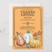 Invitation Pumpkin Rustic Thanksgiving Dinner Fall Watercolor (Devant)
