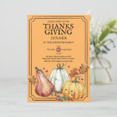 Invitation Pumpkin Rustic Thanksgiving Dinner Fall Watercolor (Debout devant)