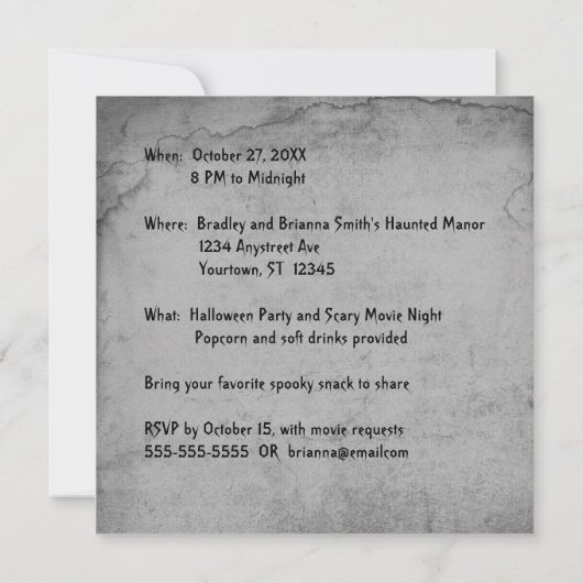 Invitation Pumpkinhead effrayant & Haunted Houses Halloween (Dos)