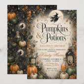 Invitation Pumpkins & Potions Anniversaire Halloween (Devant / Derrière)