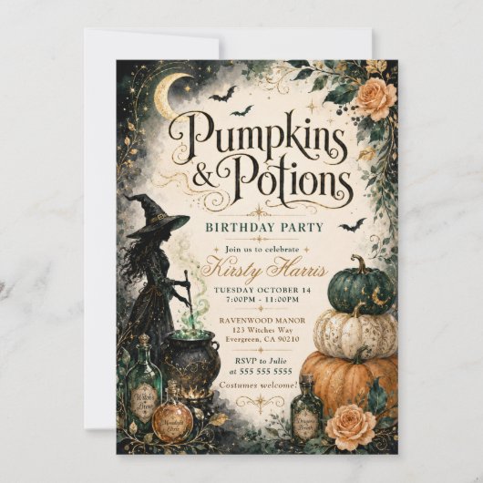 Invitation Pumpkins & Potions Anniversaire Halloween (Devant)
