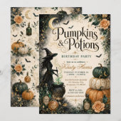 Invitation Pumpkins & Potions Anniversaire Halloween (Devant / Derrière)