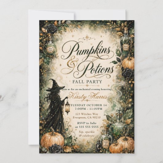 Invitation Pumpkins & Potions Anniversaire Halloween (Devant)