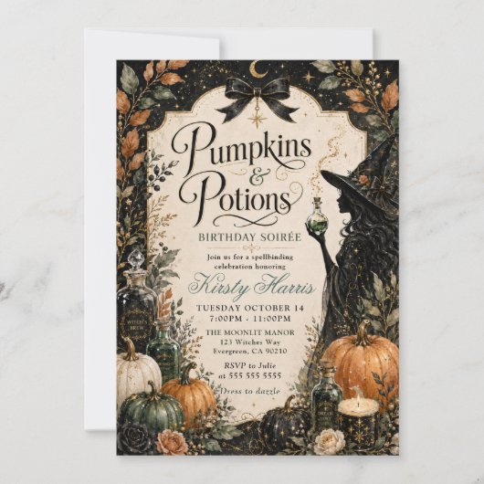 Invitation Pumpkins & Potions Anniversaire Halloween (Devant)