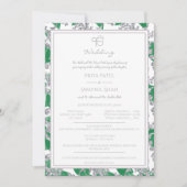 Invitation Punjabi floral Ek sikh Onkar de vert argenté de (Devant)