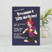 Invitation Punk Gamer Cartoon Ado fille 14e anniversaire (Debout devant)