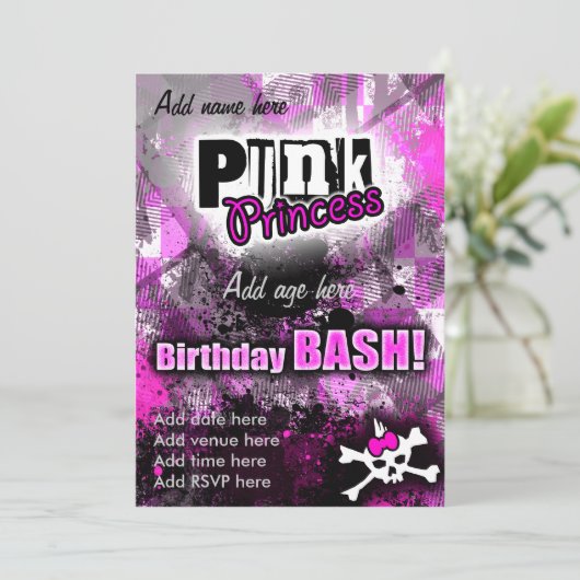 Invitation Punk Princess Anniversaire Bash (Debout devant)