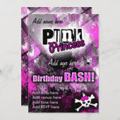 Invitation Punk Princess Anniversaire Bash (Devant / Derrière)