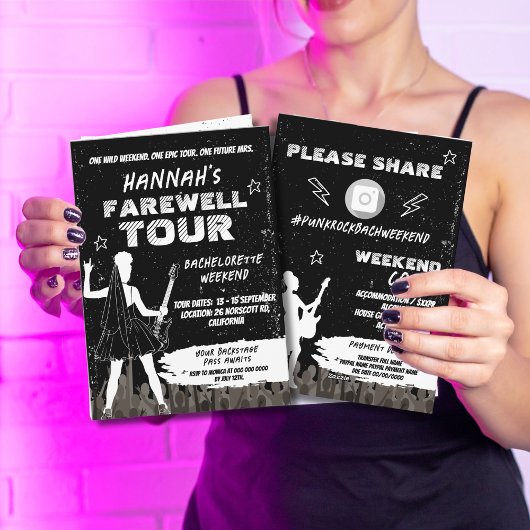 Invitation Punk Rock Bachelorette Heekend Itinéraire