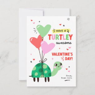 Invitation Punny Turtle Valentine's Day Kids Classroom Card