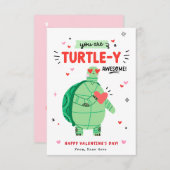 Invitation Punny Turtle Valentine's Day Kids Classroom Card (Devant / Derrière)