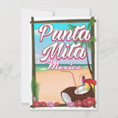 Invitation Punta Mita, affiche de voyage sur la plage de Mexi (Dos)