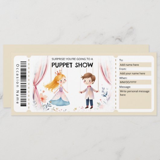 Invitation Puppet Show Gift Certificate (Devant / Derrière)