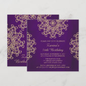 INVITATION PUPPLE ET ANNIVERSAIRE INSPIRÉ INDIEN D'OR (Devant / Derrière)