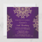 INVITATION PUPPLE ET ANNIVERSAIRE INSPIRÉ INDIEN D'OR (Devant)