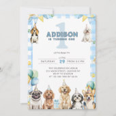 Invitation Puppy Calling All Pawty Animals 1st Birthday (Devant)